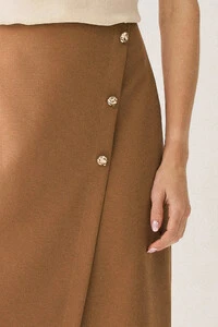 Saia Midi Transpassada de Alfaiataria Gold Triple