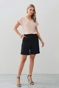 Blusa Manga Morcego Decote V Recorte