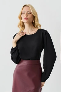 Blusa Manga Longa Ombro Recortes Double