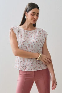 Regata Ombro Amblo Laço Puxante Floral