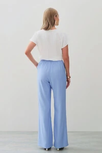 Calça Reta Cintura Elástico Laço Fino