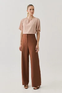 Pantalona Slim de Alfaiataria Bolso Faca Discreta