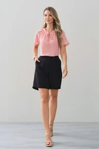 Blusa Manga Raglan Decote Lastex Laço