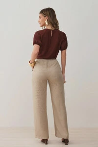 Pantalona Slim Risca de Giz Botões Gold