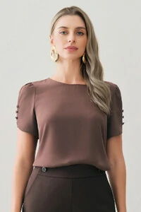 Blusa Manga Mini Botões Forrados Triple