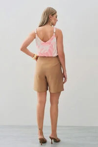 Blusa de Alça Cordão Folhagem Decote V