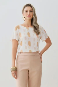 Blusa Abstrata Decote Canoa