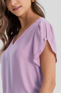 Blusa manga aberta botão forrado