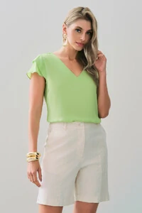 Blusa Manga Tulipa Decote V