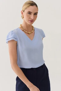 Blusa Manga Dupla Decote V