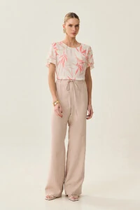 Blusa Folhagem Manga Dupla