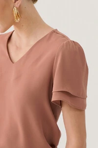 Blusa Manga Dupla Decote V