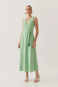 Vestido Midi Regata Transpassado de Alfaiataria Cinto