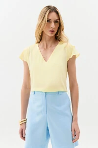 Blusa Manga Tulipa Decote V