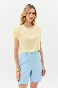 Blusa Manga Morcego Ombro Pregas Double