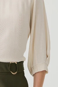 Blusa Manga 3/4 Elástico Pregas