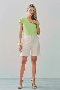 Blusa Manga Tulipa Decote V