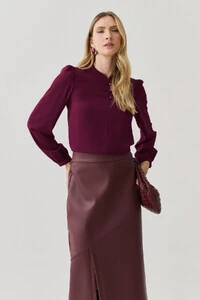 Blusa Manga Longa Punho Gola Baixa Mini Botões Triple