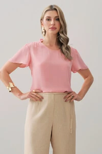 Blusa Mini Gola Franzida Ombro Franzido