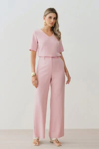 Conjunto de Alfaiataria de Blusa Decote V e Calça Wide Leg