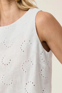 Conjunto de Laise de Algodão de Blusa regata Crop e Calça Reta