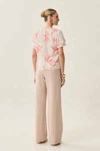 Blusa Folhagem Manga Dupla