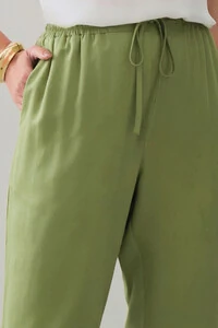 Calça Reta Cintura Elástico Laço