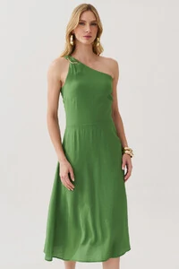 Vestido Midi Regata Assimétrico Um Ombro Só Gold