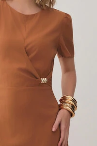 Vestido Midi Leve Transpasse Gold