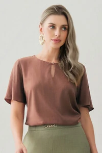 Blusa Manga Evasê Decote Vazado Gold