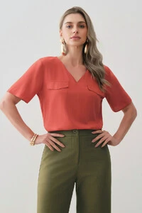 Blusa Decote V Abas