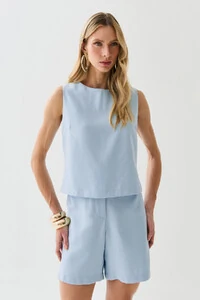 Conjunto de Blusa Regata Pence e Shorts Botão Forrado