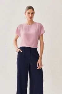Blusa Manga Morcego Ombro Nervuras Quadruple