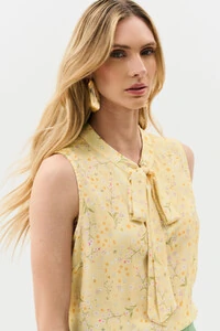 Regata Floral Gola Baixa Laço