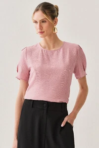Blusa Manga Prega Recortes