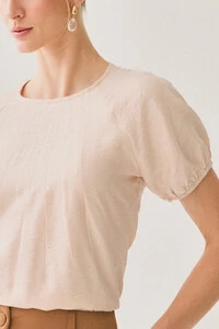 Blusa Manga Raglan Elástico Pregas