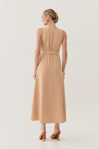 Vestido Midi Regata Transpassado de Alfaiataria Cinto