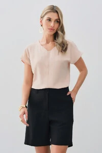 Blusa Manga Morcego Decote V Recorte