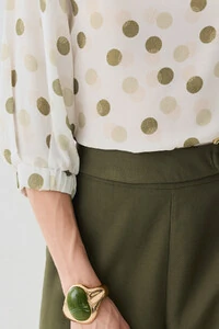 Blusa Poa Manga 3/4 Elástico Pregas