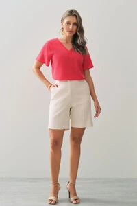 Blusa Decote V Pregas