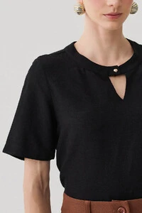 Blusa Decote Redondo Gota Gold