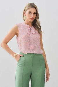 Regata Floral Gola Baixa Laço
