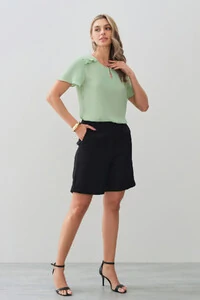 Blusa Decote Gota Vazado Mini Botão Ombro Babadinho