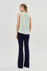 Regata Dupla Assimétrica Transpassada Ombro Esquerdo Pregas Double