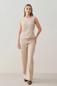 Conjunto de Camisa Regata Assimétrica Pence Mini Botões Gold