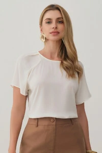 Blusa Manga Raglan Ombro Prega