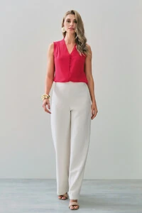 Camisa Regata Decote V Ombro Pregas Double Mini Botões Forrados