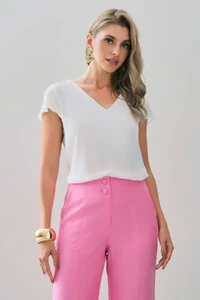 Blusa Manga Tulipa Decote V