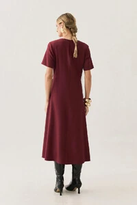 Vestido Midi de Alfaiataria Assimétrico Transpassado Pregas Gold