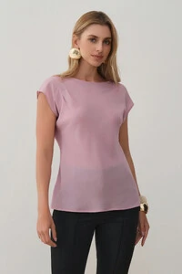 Blusa Assimétrica Drapeada Manga Morcego Ombro Esquerdo Pregas Double
